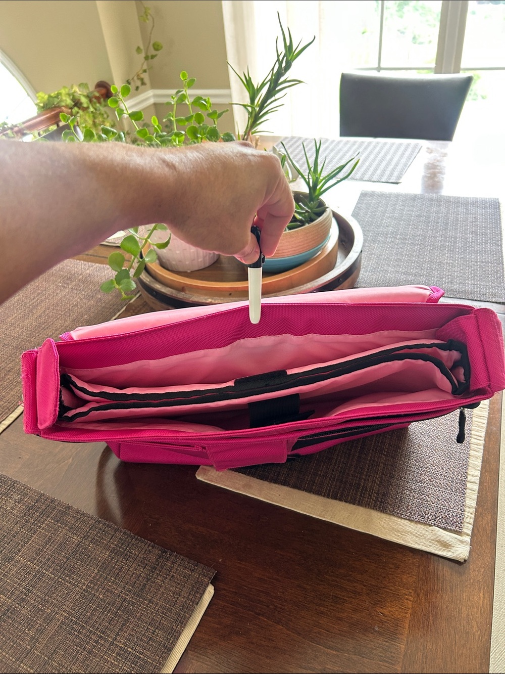 Magenta Floral Laptop Messenger Bag for Women - Picture 6 of 10